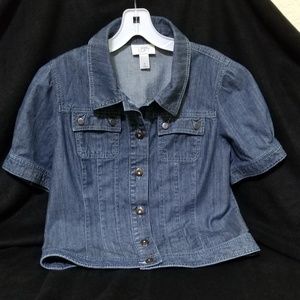 Ann Taylor LOFT Blue Denim Top Medium